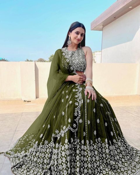 Dark Multicolor Georgette Lehenga Choli with Heavy Sequins Work Designer Party Wear Designer Lehenga Choli