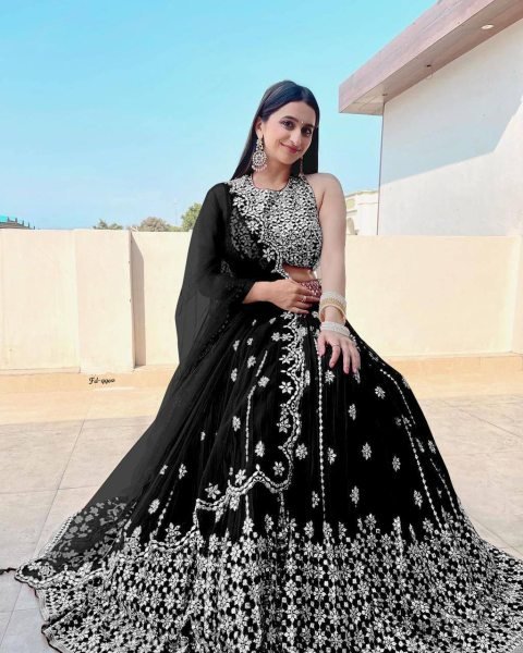 Dark Multicolor Georgette Lehenga Choli with Heavy Sequins Work Designer Party Wear Designer Lehenga Choli