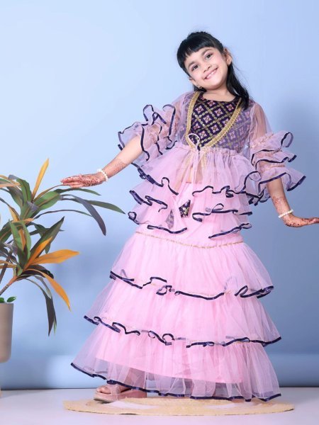 Dazzling Baby Pink Net Lehenga Choli at Manufacturer Rate for Bulk Buyers  Girls Wear