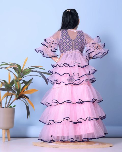 Dazzling Baby Pink Net Lehenga Choli at Manufacturer Rate for Bulk Buyers  Girls Wear