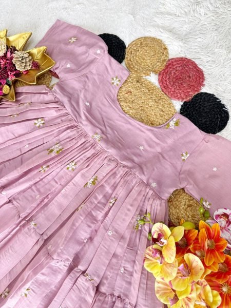 Dazzling Baby Pink Summer Wear Mull Cotton Chanderi Gown with Soft Micro Cotton Lining for Resellers Anarkali Kurtis 