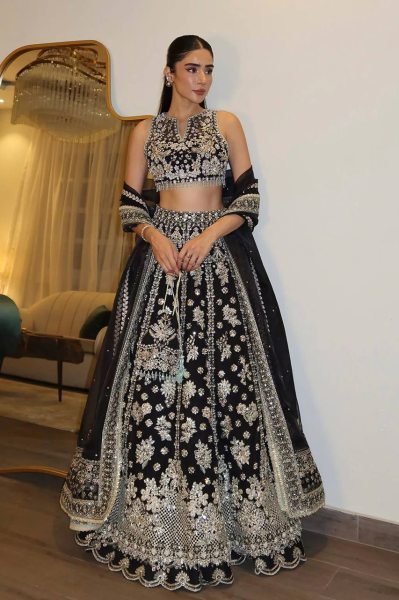 Dazzling Black Chinon Silk Lehenga with Heavy Zari  Sequins Work and Matching Dupatta Designer Lehenga Choli