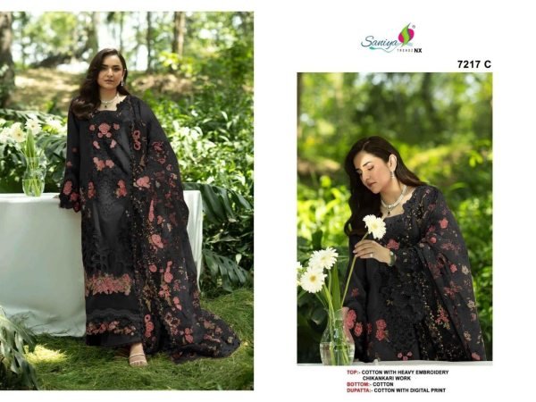 Dazzling Black Designer Cotton Chikankari Suit Set with Cotton Bottom for Festival Pakistani Suits Wholesale