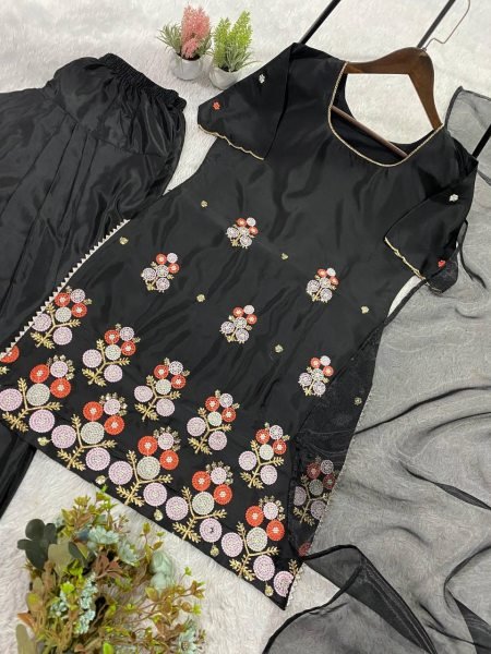 Dazzling Black Premium Quality Suit Set for Party Wear Women Ready To Wear Collection