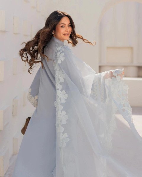 Dazzling Blue Chanderi Suit Set with Organza Dupatta for Women  Straight Cut Long Kurtis