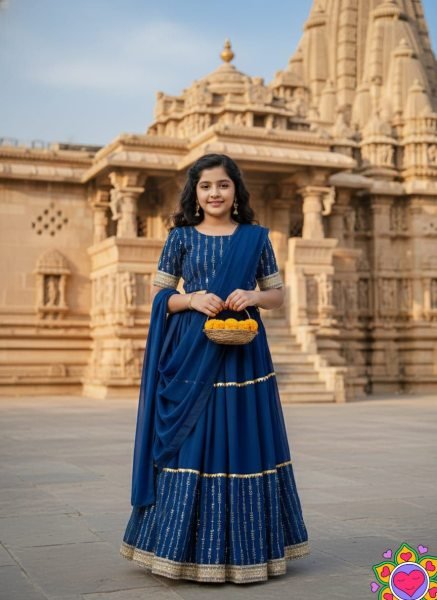 Timeless Blue Kids Georgette Lehenga Choli with Sequins Work for Party Wear Girls Wear