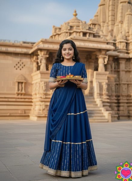 Timeless Blue Kids Georgette Lehenga Choli with Sequins Work for Party Wear Girls Wear