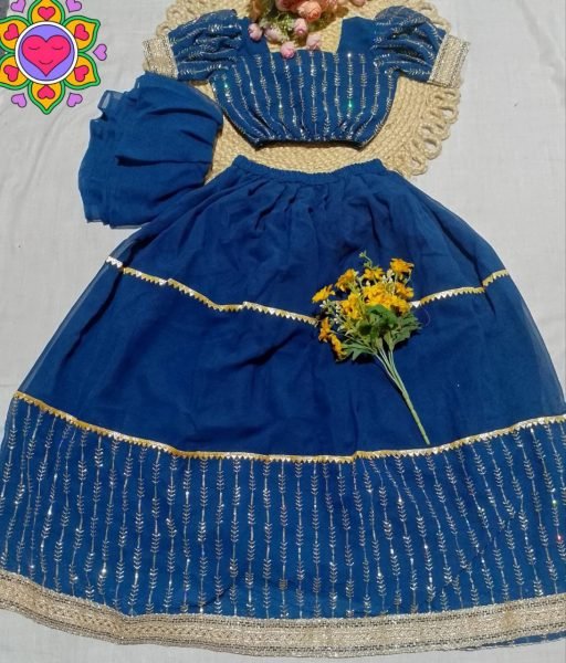 Timeless Blue Kids Georgette Lehenga Choli with Sequins Work for Party Wear Girls Wear