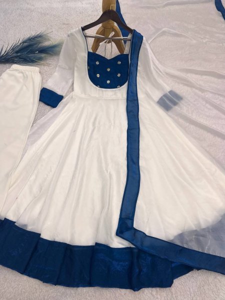 Dazzling Blue Traditional Embroidered Anarkali Gown for Festival and Party Wear Ready To Wear Collection