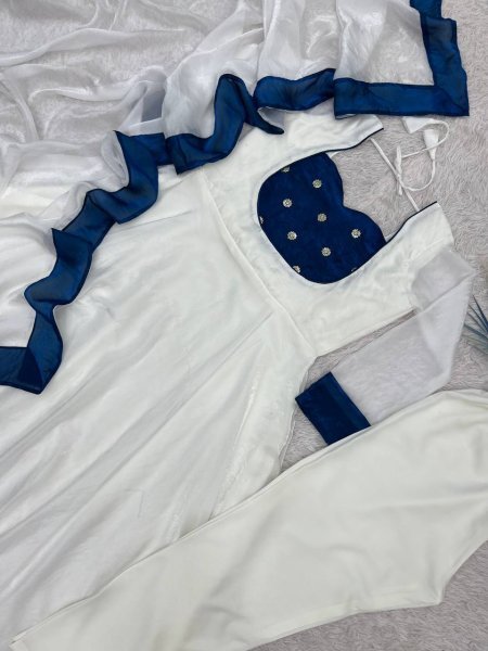 Dazzling Blue Traditional Embroidered Anarkali Gown for Festival and Party Wear Ready To Wear Collection