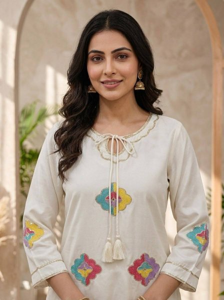 Dazzling Cream Premium Crape Silk Farsi Salwar Suit with Matching Dupatta Ready To Wear Collection