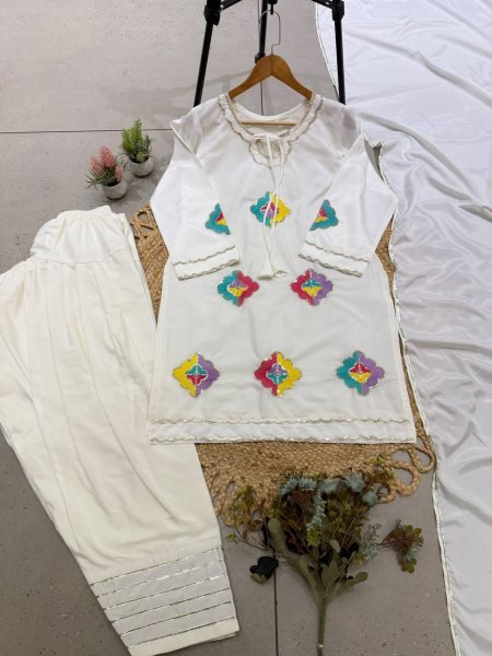 Dazzling Cream Premium Crape Silk Farsi Salwar Suit with Matching Dupatta Ready To Wear Collection