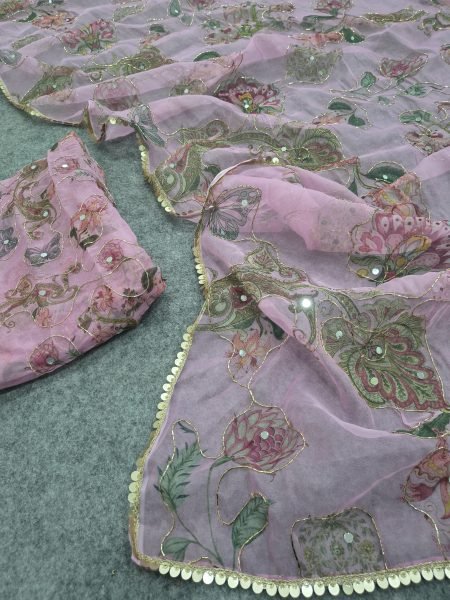 Dazzling Lavender Tabby Silk Saree with Unstitched Mirror Work Blouse at Wholesale  Silk Sarees Wholesale