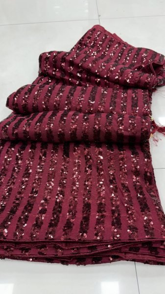 Dazzling Maroon Heavy Full Sequins Saree with Mulberry Silk Blouse at Wholesale Rate Bollywood Fancy Sarees Wholesale
