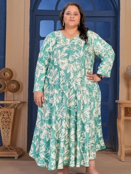Dazzling Mint Green Elegant Long Rayon Kurti Collection for Curvy Ladies Fashion Kurtis