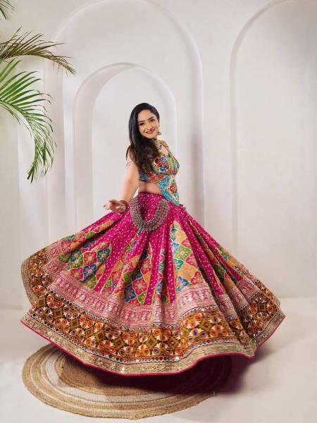 Dazzling Navratri Chaniya Choli With Real Mirror Work And Muslin Cotton Dupatta For Woman At Best Rates Navratri Lehnega Choli