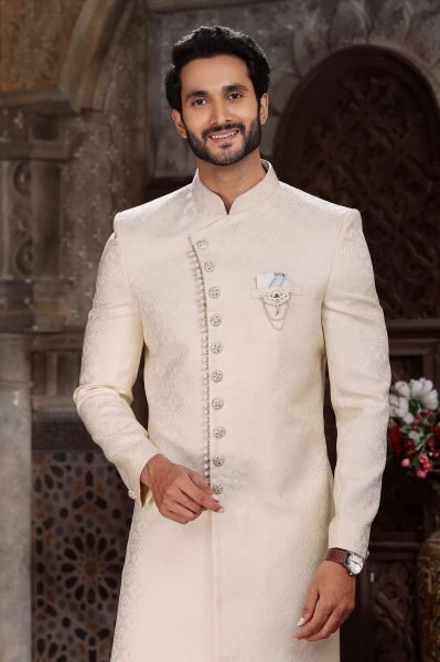 Dazzling Off White Stylish Indo Western Dress for Men Festive Collection Kurta Pajama Wholesale