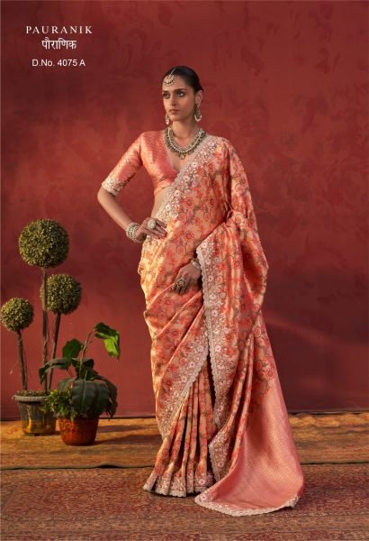Dazzling Orange Viscose Saree with Designer Blouse at Wholesale Rate Designer Wedding Sarees Wholesale