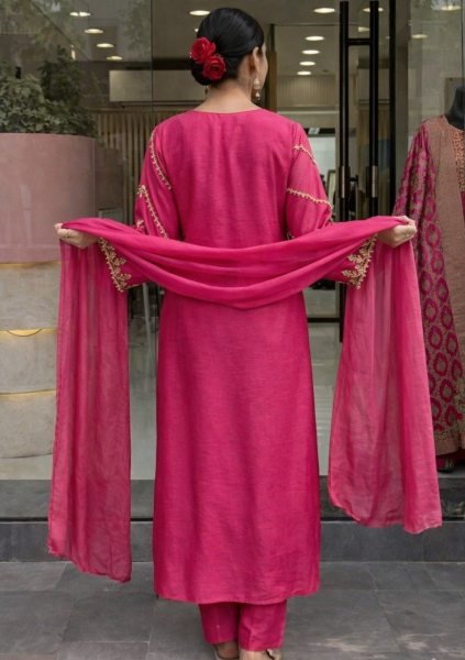 Dazzling P V  Chanderi Kurta Set with Embroidered Dupatta for Festive Wear Embroidery Kurtis 