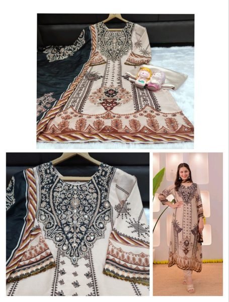 Dazzling Pakistani Maslin Mirror Work Suit with Dupatta for Office Wear Cotton Kurtis Wholesale