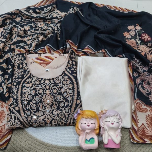 Dazzling Pakistani Maslin Mirror Work Suit with Dupatta for Office Wear Cotton Kurtis Wholesale