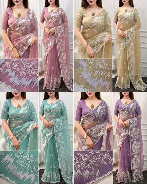 Dazzling Pink Heavy Thread Work Saree With Unstitch Matching Saree at Manufacturer  Embroidery Sarees Wholesale