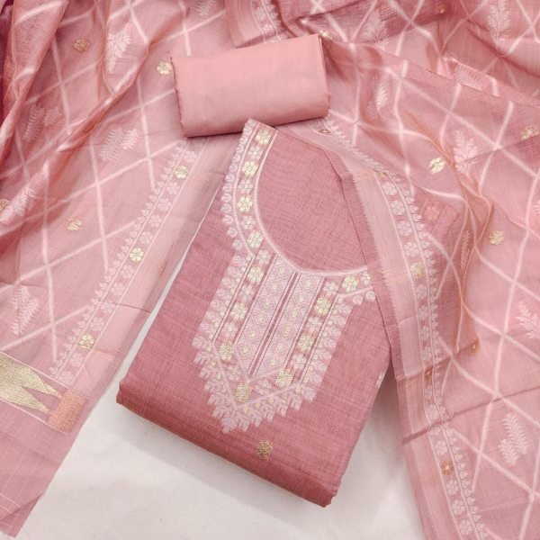 Dazzling Pink Premium Chanderi Weaving Suit Set for Women Boutique Collection Color Set Matching Dress Material Wholesale
