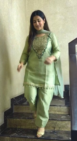 Dazzling Pista Party Wear Tissue Salsa Top with Embroidery and Sequin Work Ready To Wear Collection