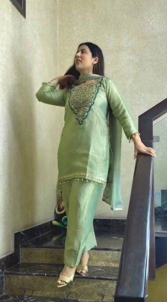 Dazzling Pista Party Wear Tissue Salsa Top with Embroidery and Sequin Work Ready To Wear Collection