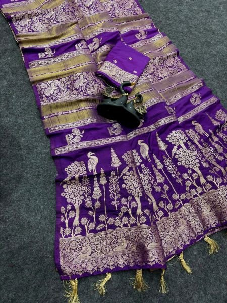 Dazzling Purple Designer Paithani Silk Saree with Golden Zari Peacock Weaving at Manufacturer  Sarees 