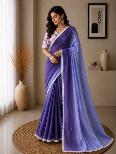 Dazzling Purple Shards Premium Summer Linen Saree Collection for Women 