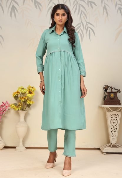 Dazzling Rama Comfortable Cotton Pant Suit for Office and Daily Wear Cotton Kurtis Wholesale
