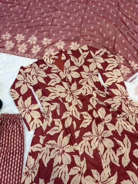 Dazzling Red Printed Anarkali Dress for Festive Celebrations and Family Functions Ready To Wear Collection