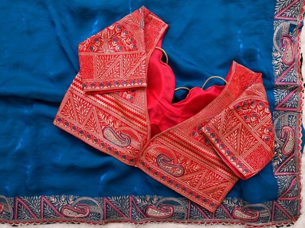 Dazzling Red Soft Fendy Satin Silk Saree with Rich Embroidery Work For Wedding Designer Wedding Sarees Wholesale