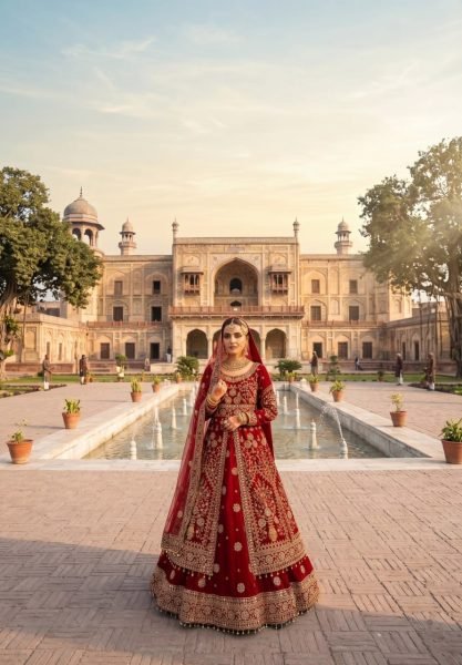 Dazzling Red Velvet Bridal Lehenga with Embroidered Anarkali Top For Bridal Wedding Bridal Dress Wholesale