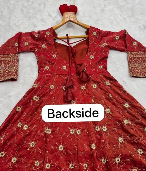 Dazzling Rust Heavy Cosmos Embroidered Suit Set with 3mm Sequins and Full Sleeves at Wholesale Rate Ready To Wear Collection