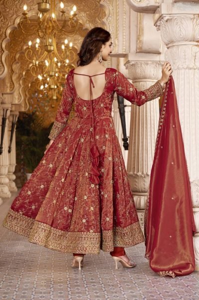 Dazzling Rust Heavy Cosmos Embroidered Suit Set with 3mm Sequins and Full Sleeves at Wholesale Rate Ready To Wear Collection