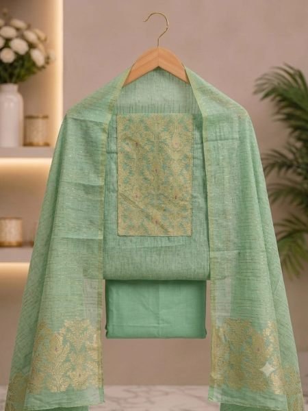 Dazzling Sky Blue Festive Wear South Silk Jacquard Suit with Designer Daman Dress Material 