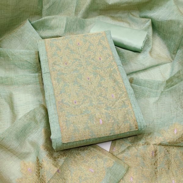 Dazzling Sky Blue Festive Wear South Silk Jacquard Suit with Designer Daman Color Set Matching Dress Material Wholesale