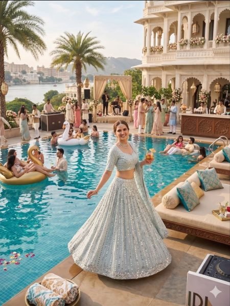 Dazzling Sky Blue Rangoli Silk Lehenga Choli with Foil Mirror and Coding Embroidery Work Bollywood Lehenga Choli
