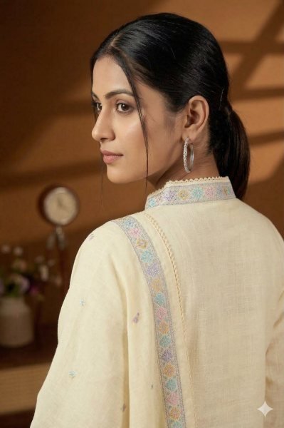 Dazzling White Pure Cotton Embroidered Kurti Pant Set with Cotton Dupatta for Daily Wear Cotton Kurtis Wholesale