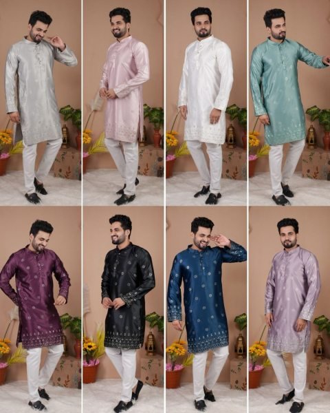 Dazzling White Stylish Men Kurta with Sequins Work for Wedding Wear Kurta Pajama Wholesale