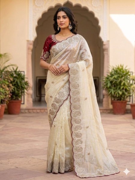 Dazzling White Wholesale Designer Saree for Resellers at Best Rate Sarees 