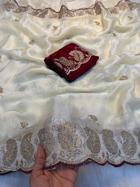 Dazzling White Wholesale Designer Saree for Resellers at Best Rate Embroidery Sarees Wholesale