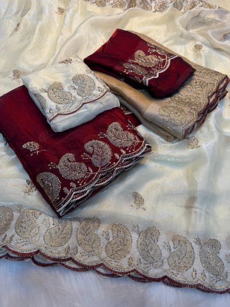Dazzling White Wholesale Designer Saree for Resellers at Best Rate Embroidery Sarees Wholesale