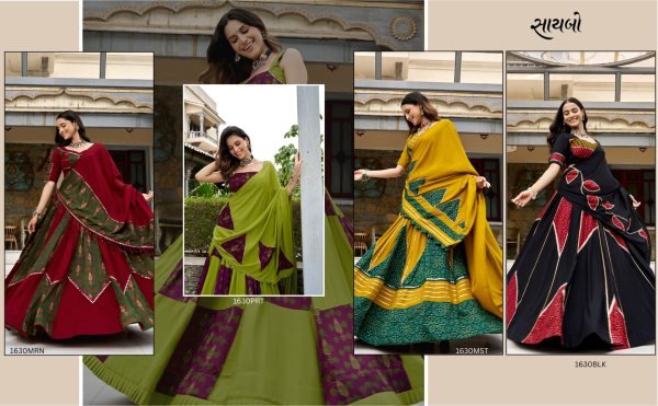 Dazzling Yellow Green Ajrakh Printed Rayon Chaniya Choli with Canvas Stitching at Manufacturer Rate Navratri Lehnega Choli