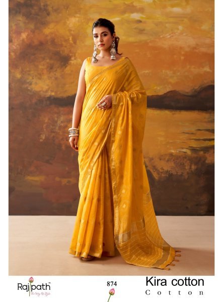 Dazzling Yellow Modal Cotton Woven Saree with Tassel Border and Running Blouse Designer Wedding Sarees Wholesale