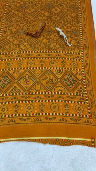Dazzling Yellow Soft Heavy Cotton Printed Saree with Designer Border Printed Cotton Sarees Wholesale