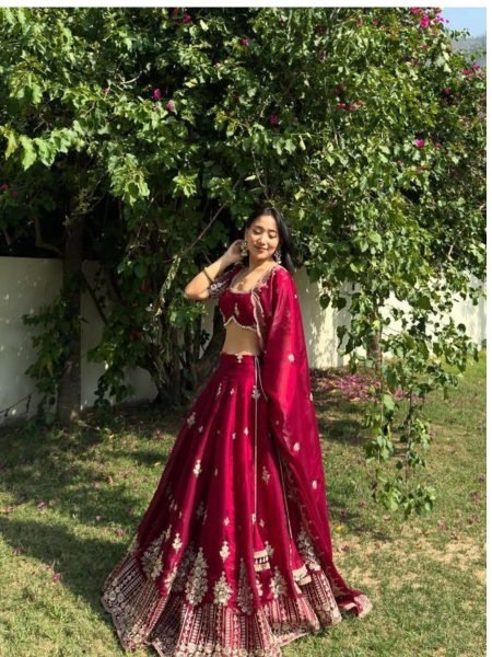 Deep Pink Jimi Choo Lehenga Choli with Heavy Sequin & Thread Work Designer Wedding Set for Resellers   Lehenga