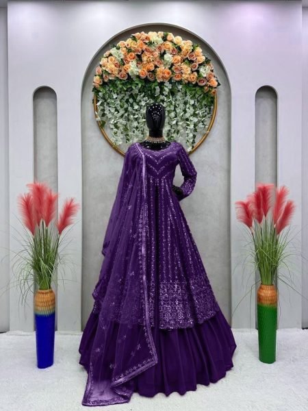Deep Purple Luxe Lehenga Set with All Over Sequin Sparkle Style That Speaks Festive Luxury Ready To Wear Collection